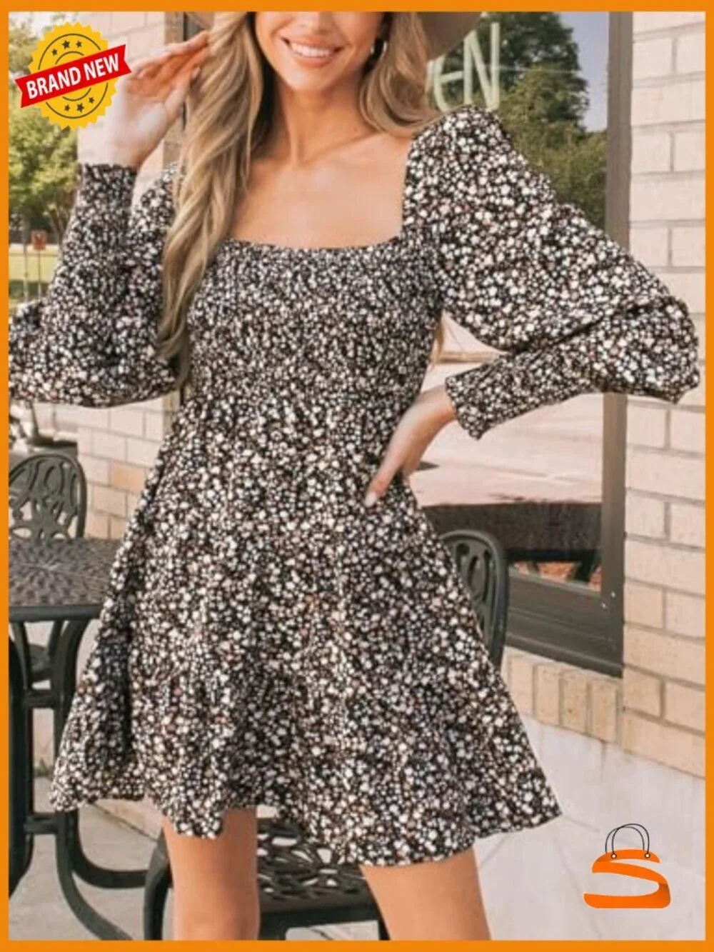 Long Sleeve Floral Ruffle Mini Dress Smocked A Line Casual